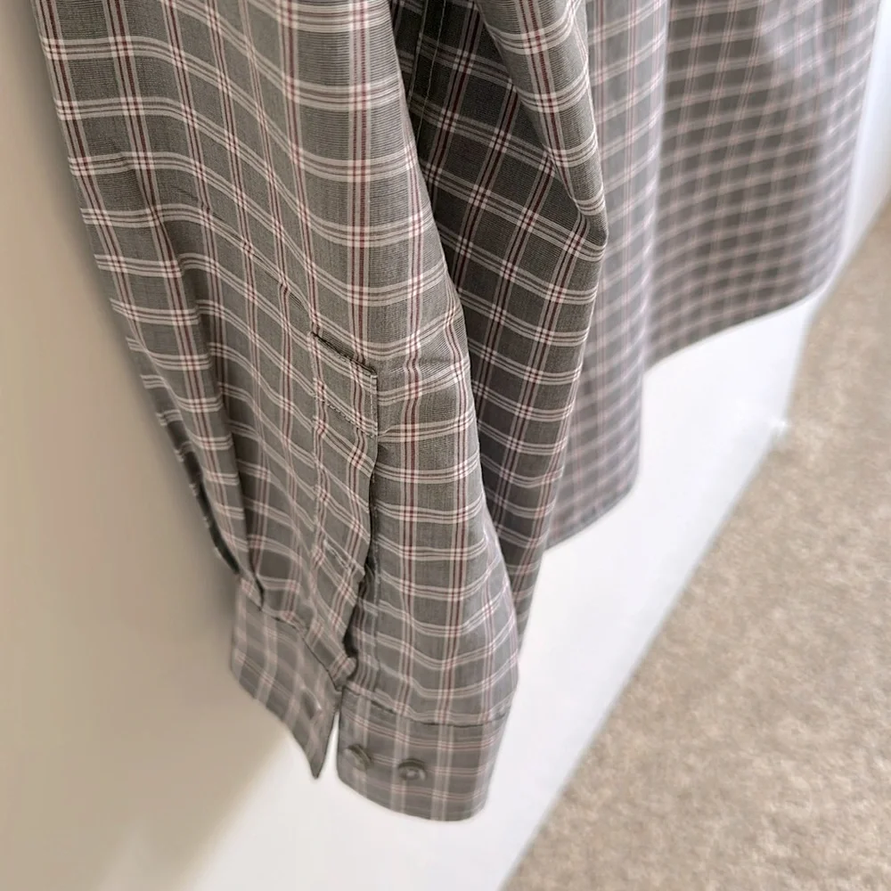 Michael Kors Gray Checkered Regular Fit Airsoft  Cotton Button Down Dress Shirt